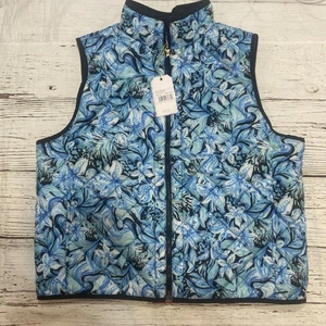 Stella Parker Sports Vest Women’s Size XLP Blue Floral Quilted Sleeveless NEW - Picture 1 of 9