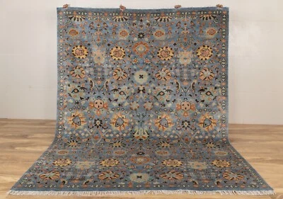 8x10 Blue Turkish Style Fine Hand Knotted Wool Area Rug, CSUTOMIZE in any SIZE - Image 1 of 4
