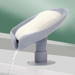 Soap Dishes Holder Self Draining Leaf Shape Saver Suction Cup (Color May Vary) - Picture 1 of 8