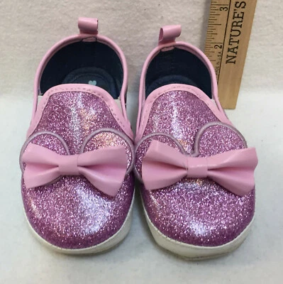 Zapatos Minnie Mouse Disney Niñas Rosa Brillo Talla 18 - 24 Meses Zapatilla Sin Cordones Foto 1 de 4