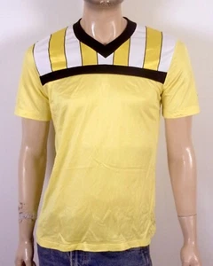 vintage 80s Le Coq Sportif RARE Acetate Soccer Jersey single stitch T-Shirt SZ M - Picture 1 of 4