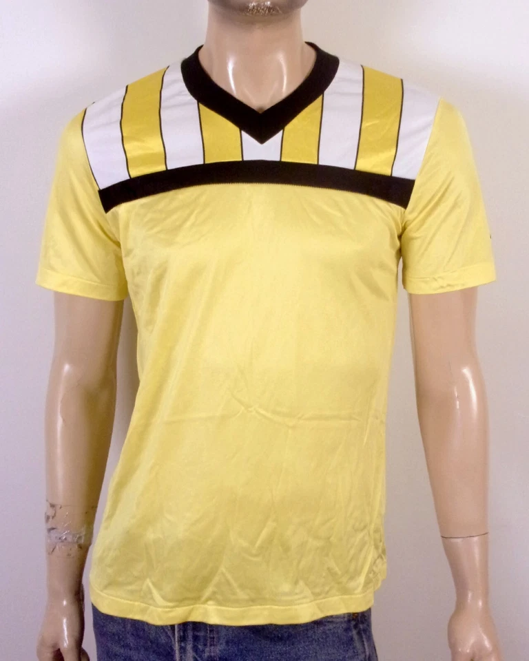 vintage 80s Le Coq Sportif RARE Acetate Soccer Jersey single stitch T-Shirt SZ M - Image 1 of 4