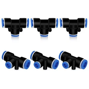 Raccordi Push to Connect 3/8 x 1/4 x 3/8 OD Riduzione Tee 6 PCS Linea Aria F - Foto 1 di 8