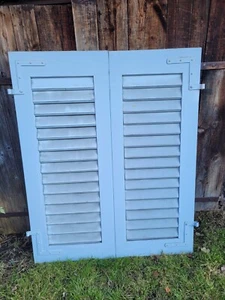 1 Paar Fensterladen - Holz - gebraucht - Höhe 134 cm, Breite 54 cm - Bild 1 von 15