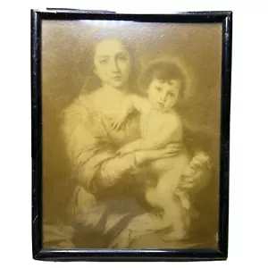 Stampa antica con cornice mamma che tiene il suo bambino - Foto 1 di 19
