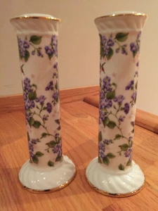 2 Cathedral Ministries Hummingbird Club 2003 Candlesticks Morning Glory PRISTINE - Picture 1 of 10