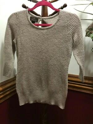 * Fenn Wright Manson Women Sweater Size Small 3/4 Sleeve Wool Beige Sparkle Gold - Image 1 of 4