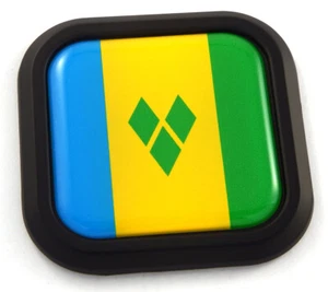 St.Vincent and the Grenadines Flag Square Black rim Emblem Car 3D Decal Badge 2" - Imagen 1 de 7