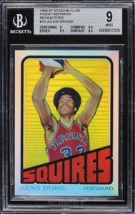 1996 1972 POP 2 TOPPS DR J REFRACTOR JULIUS ERVING #195 SP BGS 9 MINT RC ROOKIE
