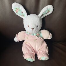 Carters 2005 Bunny Rabbit Rattle Toy White Pink Floral Plush Stuffed Baby Lovey