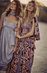 Free People Fern Print Goddess Maxi Duster Dress Floral Boho size 2 / M - Picture 1 of 9