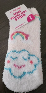 GIRLS COZY CRITTER SOCKS 1 Pair Shoe Size 7-3 Clouds Rainbows NEW WITH TAG - Picture 1 of 3