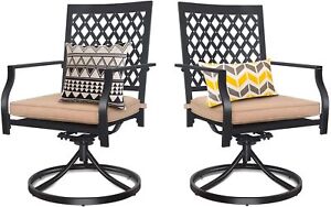 Patio Dining Chairs Set of 2 Metal Swivel Chairs Outdoor Furniture with Cushion