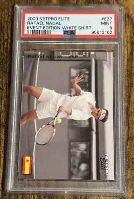 2003 NETPRO ELITE EVENT EDITION-CAMISA BRANCA #E27 RAFAEL NADAL PSA 9 PERFEITO ESTADO NOVATO - Imagem 1 de 4