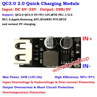 USB Quick Charge Module QC3.0 2.0 5V 9V 12V Fast Charging DIY Car  Phone Charger - Bild 1 von 4