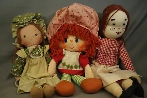 4 vintage cloth rag dolls Strawberry Shortcake 16" Knickerbocker Amy yarn hair - Picture 1 of 5