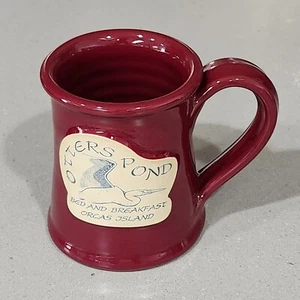 Deneen Pottery Otters Pond Bed & Breakfast Orcas Island Burgundy Mug Cup - Picture 1 of 9