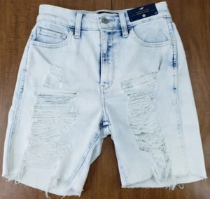 NWT Hollister Ultra DISTRESSED High Rise SHORTS Bermuda Women's W25 Soft Stretch - Picture 1 of 12