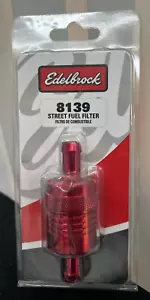 Edelbrock 8139; Filtro de calle de aluminio, 40 micrófonos bronce, rojo, 3/8 pulg. barba - Imagen 1 de 2
