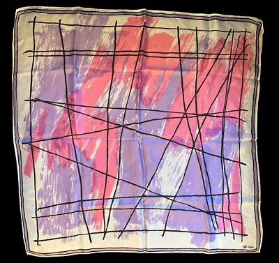 Bufanda Vera Neumann Japón Abstracta Ladybug Años 60 Rosa Púrpura Defectos Menores COMO ESTÁ Foto 1 de 4