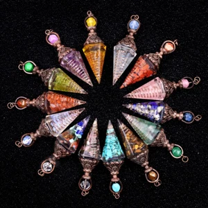 Péndulo puntiagudo hexagonal de piedra astillada para chakra de curación radiestesia adivinación - Imagen 1 de 41
