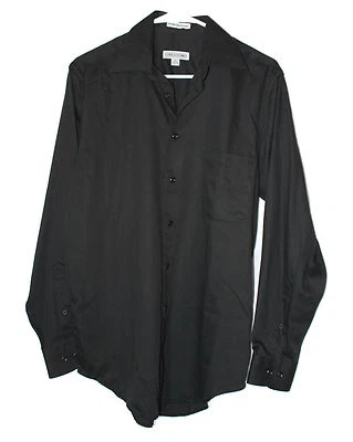 Men's Linea Uomo Solid Black, L/Sleeve Casual Button Front Shirt 14 ½, 32/33 - Image 1 of 4