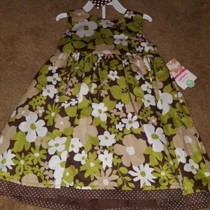 CARTER'S 18m green/brown floral dress girls NWT dress sleeveless dress - Picture 1 of 1