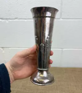 ANTIQUE ART NOVEAU JAMES DIXON & SONS SILVER PLATE EPBM SHEFFIELD TRUMPET VASE - Picture 1 of 6