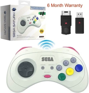 Retro-Bit 2.4 GHz Wireless Controller 8-Button Sega Saturn Genesis Mini White - Picture 1 of 8