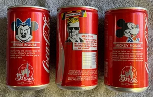 3 Vtg Prototype Coca Cola Cans, Disney 15 Years, Minnie & Mickey Mouse, Headroom - Picture 1 of 4