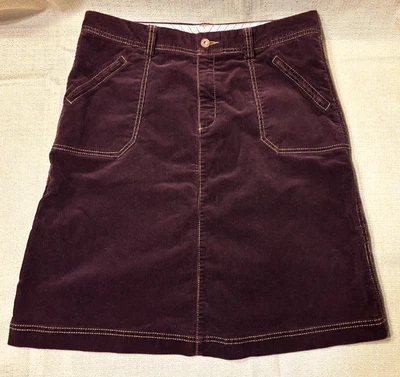 Falda de pana Eddie Bauer para mujer talla 12 Petite 12P vino borgoña vacaciones '08 Foto 1 de 4