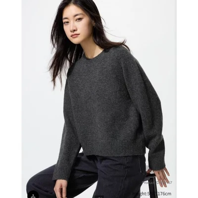 Uniqlo Women’s Gray 100% Pure Wool Sweater Size Large Crew Neck - Image 1 of 4