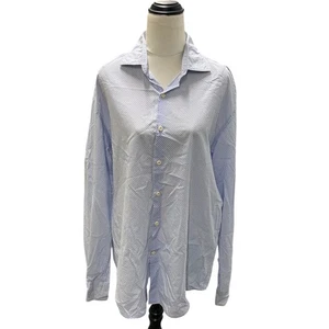 Boggi Milano polka dot blue white cotton long sleeve buttons-up shirt size XL - Picture 1 of 7