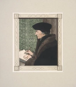 ERASMUS Antique XRare 1918 Fine Mezzotint Engraving AFT. HOLBEIN the YOUNGER - Imagen 1 de 1