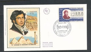 D440856 France Silk Cachet FDC Famous People J.F. Champollion Egypt - Picture 1 of 1