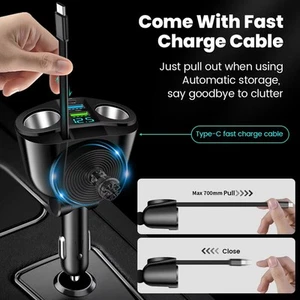 Chargeur Voiture Covoiturage Famille Road Trip 360° Réglable DC12-24V Tension - Photo 1 sur 12
