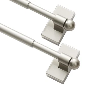 2 Pack Magnetic Curtain Rods for Metal Doors Adjustable 9-16 inch, Nickel 2-Pack - Picture 1 of 6