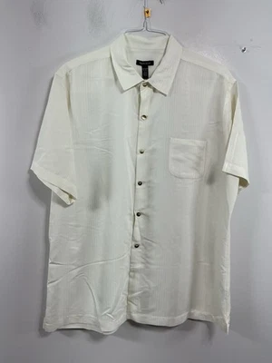 Mens Van Heusen Short Sleeve Button Down Dress Shirt XL 17-17.5 Ivory - Image 1 of 4