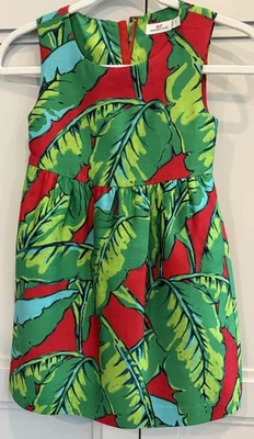 Vestido Vineyard Vines verde/vermelho folha de banana tamanho 7 feriado Natal 3 tamanhos disponíveis - Imagem 1 de 4