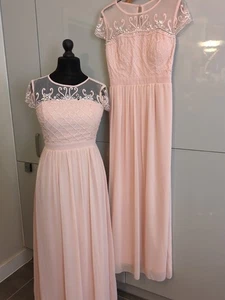 Quiz Size 12/14 Peach Long Dress Embellished Prom Wedding Bridesmaid 2 Available - Picture 1 of 13