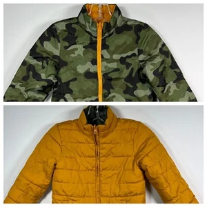 Gap Kids XS Full Zip Reversible Puffer Jacket Camouflage Yellow Boys Youth XS H - Picture 1 of 10