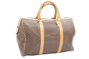 CELINE Paris Macadam Pattern PVC Leather Travel Bag Boston Bag Used France - Picture 1 of 24