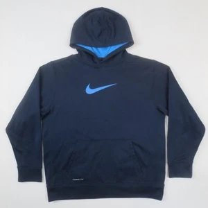 Nike Therma Fit Hoodie Youth Boys XL Blue Logo Long Sleeve Pullover Sweatshirt - Picture 1 of 10
