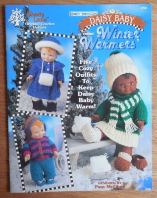 NEW Shady Lane Crochet Designs "Daisy Kingdom Winter Warmers" 5 Outfits 12" Baby - Image 1 of 3
