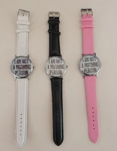 Fashion Humourous "I AM NOT A MORNING PERSON" Woman Ladies Silver Watch - Picture 1 of 6