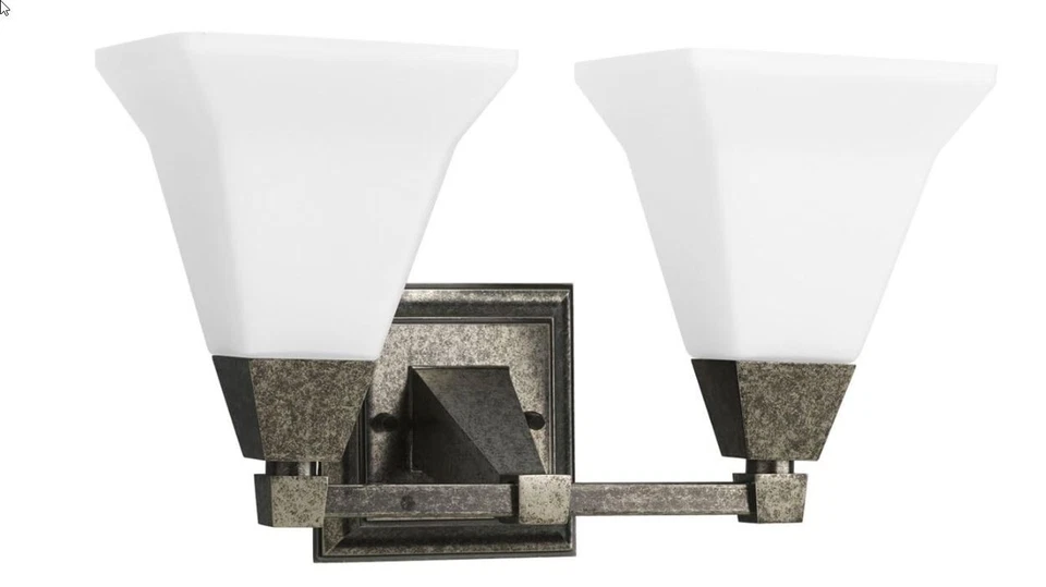 PROGRESS LIGHTING P3136-03 ACCESORIO DE BAÑO 2 LUCES CON VIDRIO OPALINO GRABADO, BANCO ENVEJECIDO Foto 1 de 1