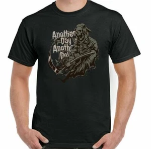 Camiseta de motociclista Grim Reaper para hombre tatuaje de la muerte motocicleta gótica dólar de otro día - Imagen 1 de 4