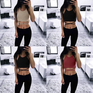 Solid Color Vest spaghetti vest Hot Selling Women's Sling Short Summer short - Picture 1 of 23