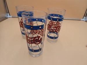 Set of 3 Vintage Pepsi Cola Drinking TIFFANY Glasses Stained Glass Style Nice! - Picture 1 of 4