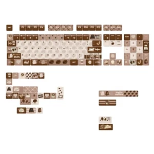 PBT Keycap Set 131 Keys with Cartoon Coffee Beans MOA Height Keycaps - Picture 1 of 8